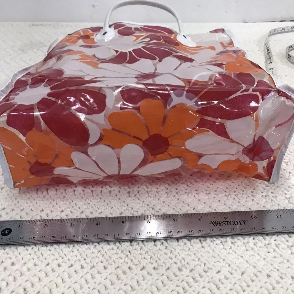 Vintage Retro Vinyl Tote 20.5 x 14.5 Inches 1960’S-1970’S Flower Hippy Boho Bag